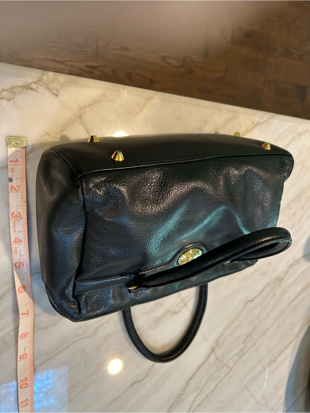Etienne Aigner Black Leather Handbag Gold Hardware - Picture 6 of 10